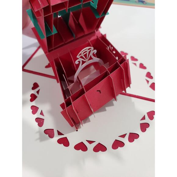 Bundle of 3 Wedding Unique 3D Popup Ring Box That Opens With Ring Inside Cards - Picture 2 of 3